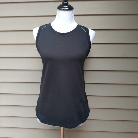Avia Tops - Avia Black Performance Tank Top Sheer Panel Racerback Workout Gym